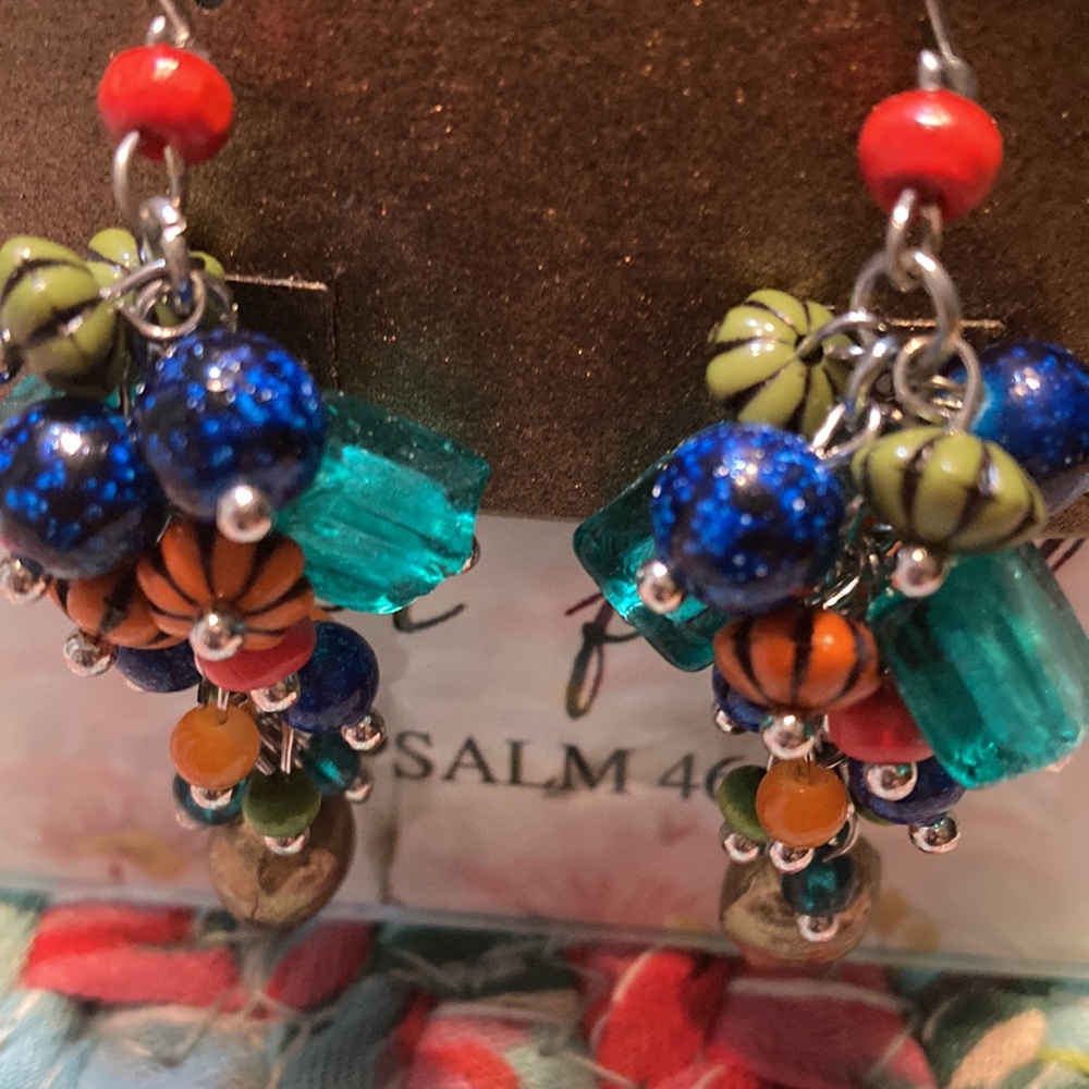 Aris by Treska Colorful Beaded Earrings - Picture 2 of 3